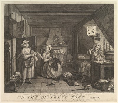 The Distrest Poet, 15. prosince 1740. od William Hogarth