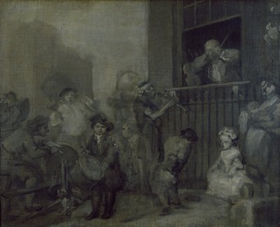 Rozzuřený hudebník, 17. století od William Hogarth