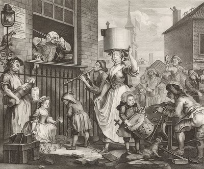 Rozzuřený hudebník. 1741 od William Hogarth
