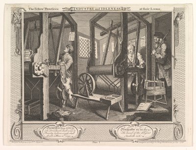 The Fellow Prentices at their Looms Industry and Idleness, deska 1, 30. září 1747. od William Hogarth