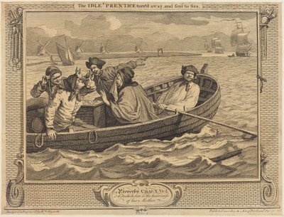 Líný učeň je vyhnán a poslán na moře od William Hogarth