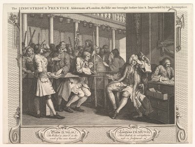 The Industrious Prentice Alderman of London, The Idle One Brought Before Hi..., 30. září 1747. od William Hogarth