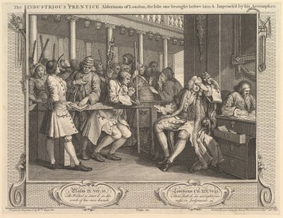 Pracovitý Prentice Alderman z Londýna, Idle One Brought Before Hi..., 30. září 1747. od William Hogarth