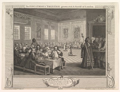 Pracovitý Prentice zbohatl a šerif londýnského Industry and Idl..., 30. září 1747. od William Hogarth