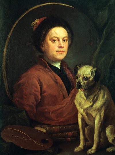Malíř a jeho mops, 1745 od William Hogarth