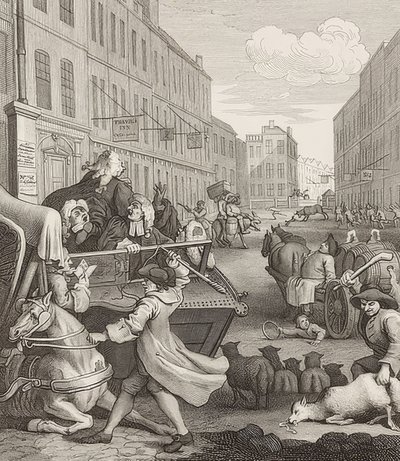 Druhá fáze krutosti. From: The Four Stages of Cruelty / Čtyři fáze krutosti. 1751 od William Hogarth