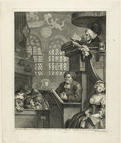 Spící kongregace od William Hogarth