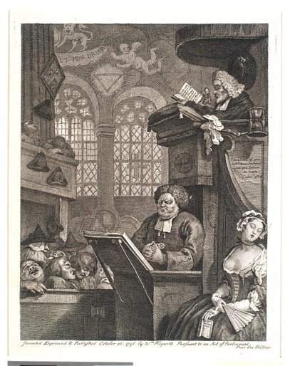 Spící kongregace od William Hogarth