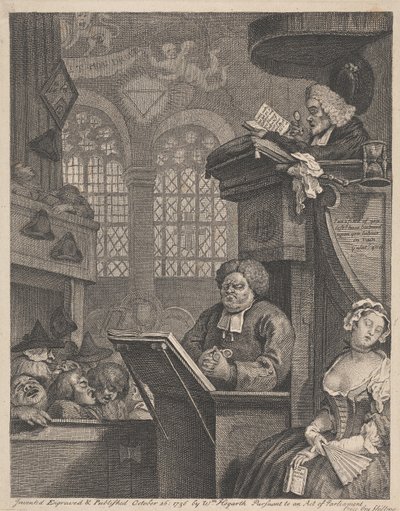 Spící kongregace od William Hogarth