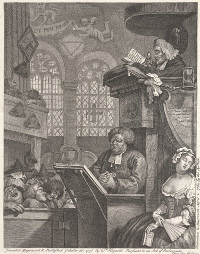 Spící kongregace od William Hogarth