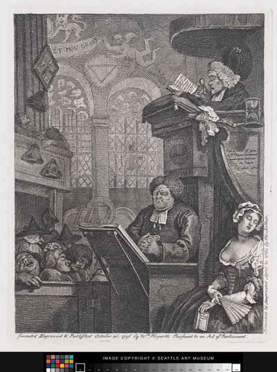 Spící kongregace od William Hogarth
