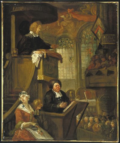Spící kongregace, 1728 od William Hogarth