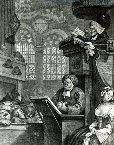 Spící kongregace, 1736 od William Hogarth