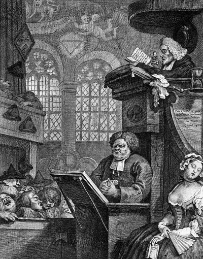 Spící kongregace, 1736 od William Hogarth