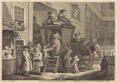 Dostavník aneb dvůr venkovského hostince od William Hogarth