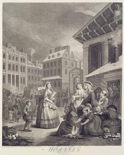 Denní doba: Ráno (rytina) od William Hogarth