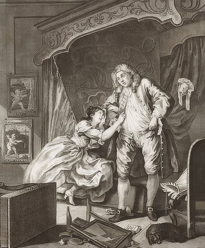 Dvoudílná epizoda: Před a po. List 2: Po / Po. 1736 od William Hogarth