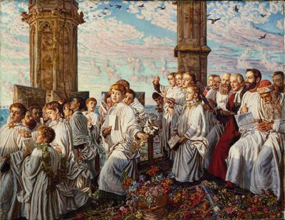 Květnové ráno na Magdalen College v Oxfordu, Ancient Annual Ceremony od William Holman Hunt