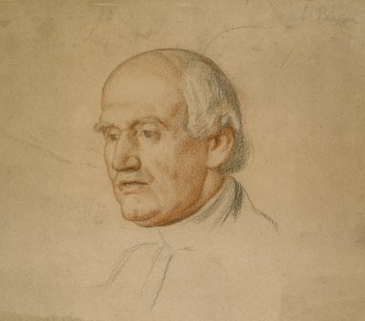 Portrét Dr. Bloxhama (černá a červená křída na hnědém kartonu) od William Holman Hunt