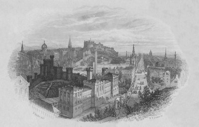 Edinburgh Z Calton Hill, počátek poloviny 19. století. od William Home Lizars