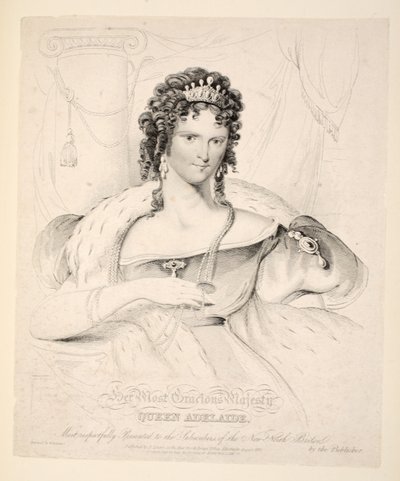 Její nejmilostivější Veličenstvo královna Adelaide, nejuctivěji prezentovaná předplatitelům Nového Severního Británie, hospoda. 1830 od William Home Lizars