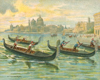 Závody historické a moderní, závody gondol (chromolitho) od William Hounsom Byles