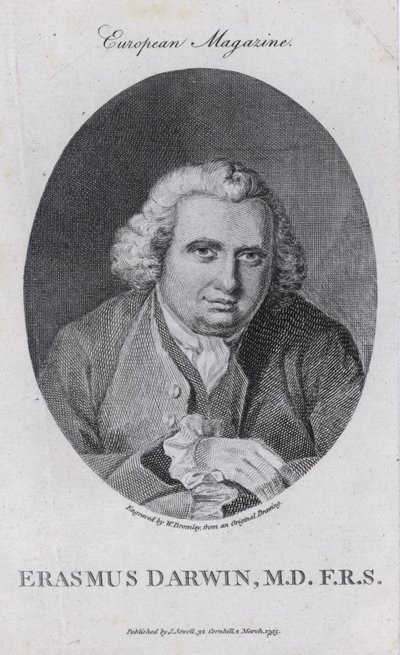 Erasmus Darwin , anglický lékař, přírodní filozof, básník a bojovník za zrušení obchodu s otroky (rytina) od William III (after) Bromley