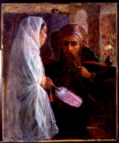 The Hookah Smoker (olej na plátně položeném na palubě) od William James (circle of) Muller