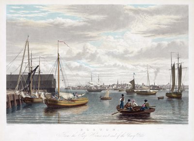 Boston, z Ship House, západní konec Navy Yard, c.1833 od William James Bennett