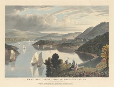 West Point, shora Washington Valley: Pohled dolů po řece od William James Bennett after George Cooke