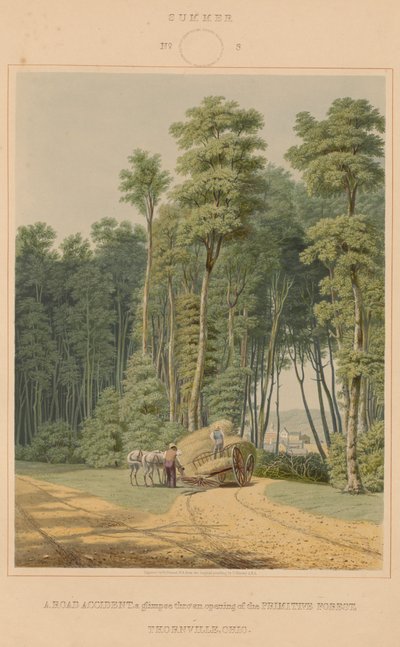 Léto - silniční nehoda. Letmý pohled na otevření Primitivního lesa. Thornville, Ohio od William James Bennett after George Harvey