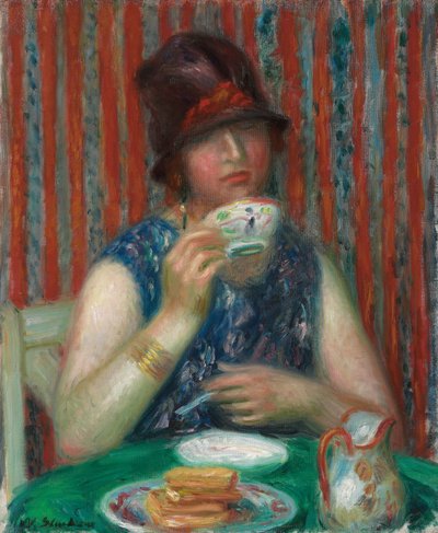 Dívka s šálkem čaje, kolem roku 1920 (olej na plátně) od William James Glackens