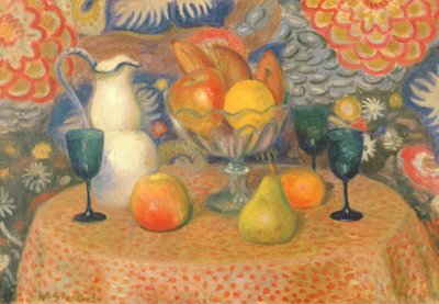Zátiší se třemi sklenicemi, asi 1925 (olej na plátně) od William James Glackens