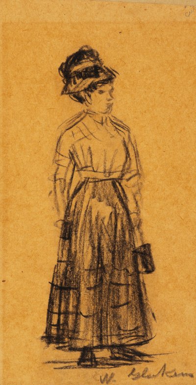 Žena v černém klobouku a černé sukni od William James Glackens