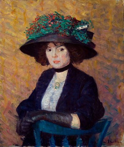 Žena se zeleným kloboukem od William James Glackens
