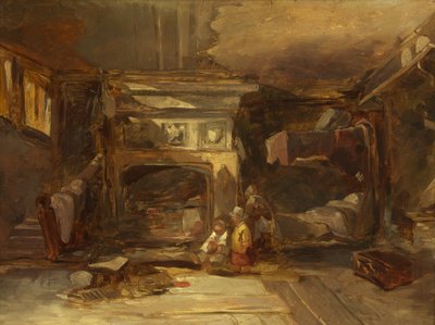 Velšský interiér, cca 1844 (olej na panelu) od William James Muller