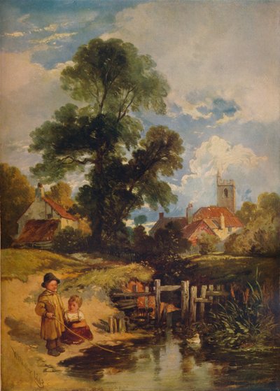 Scéna na řece s dětmi Mladí rybáři, 1843 od William James Muller