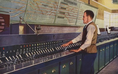 Moderní elektrické návěstidlo (barevná litografie) od William John Patton McDowell