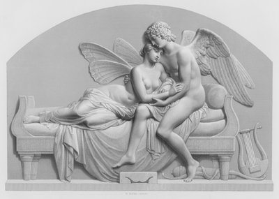 Cupid a Psyche, ze sochy od J Gibsona, RA ve Sbírce královny (rytina) od William John Roffe