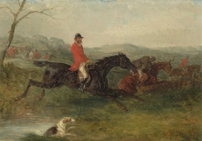 Foxhunting: Clearing a Brook (olej na mlýnské desce) od William Joseph Shayer
