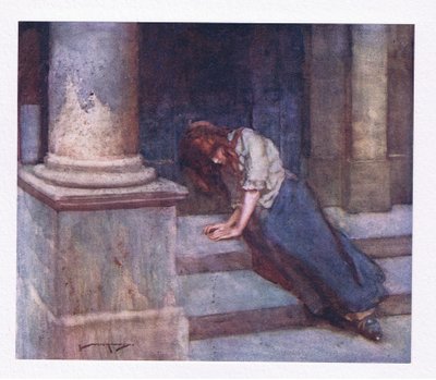 A svírán zimou a schoulený ze sprchy, s těžkým srdcem lituje té nešťastné hodiny (barva litho) od William Lee Hankey