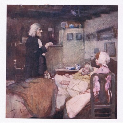 Ale ve své povinnosti, pohotový při každém volání, pozoroval a plakal, modlil se a cítil za všechny (barva litho) od William Lee Hankey