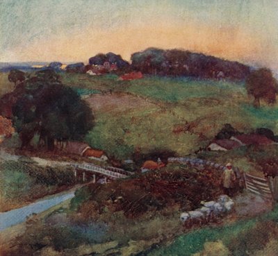 Ilustrace pro The Deserted Village od Olivera Goldsmitha (barevné lito) od William Lee Hankey
