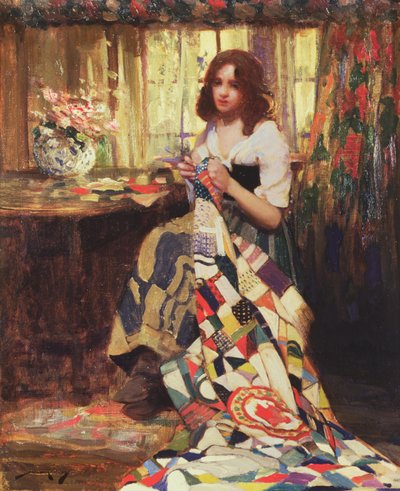 Patchworková deka (olej na plátně) od William Lee Hankey