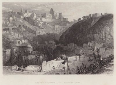 Castro Giovanni, starověká Enna (rytina) od William Leighton Leitch