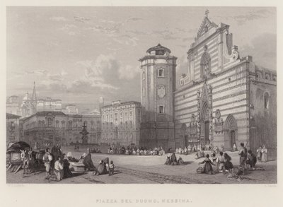 Piazza Del Duomo, Messina (rytina) od William Leighton Leitch