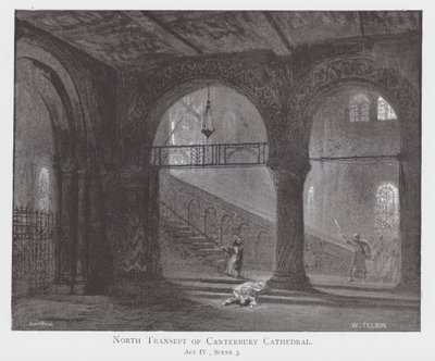Severní transept katedrály v Canterbury (litografie) od William Lewis (after) Telbin