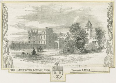 Drayton Bassett - "Drayton Manor": dřevoryt, a [c 1843] od William Linton