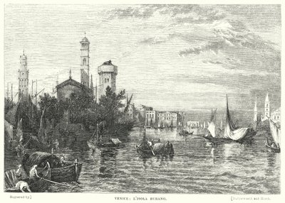 Benátky, ostrov Burano (rytina) od William Linton