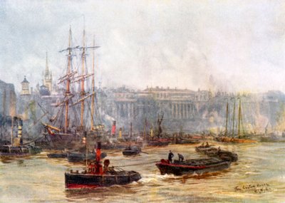 Celnice a Billingsgate (barevná litografie) od William Lionel (after) Wyllie